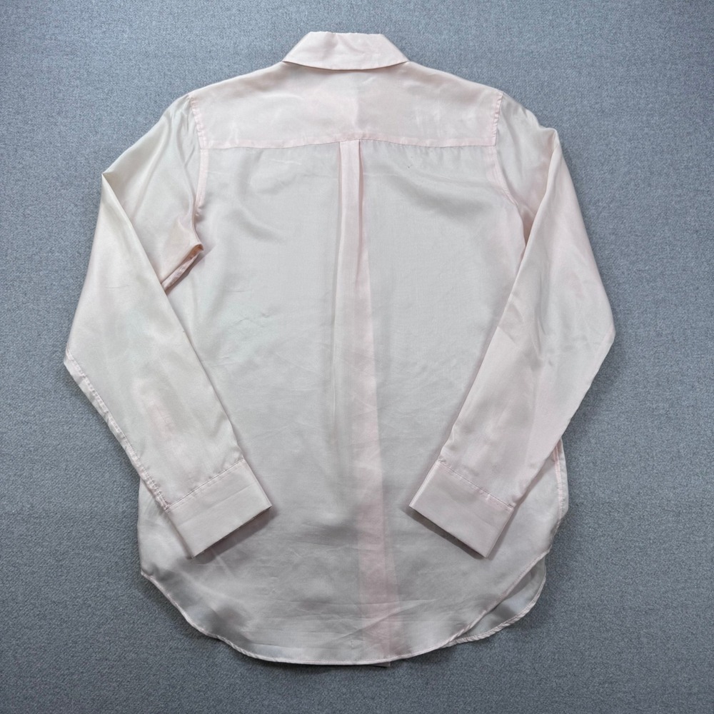 Theory Essential Buttondown Sleek 100% Silk Shirt Habotai Blush Pink Size P - Picture 8 of 11
